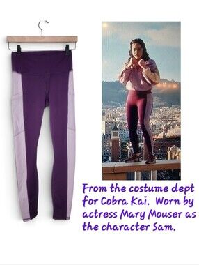 Fabletics On-The-Go Powerhold Leggings in Luxe Plum/Dusted Lilac Size S